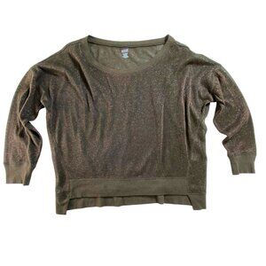Metallic Brown Knit Glitter Size Large Top Shirt Classic Casual Glam Shiny Cute‎